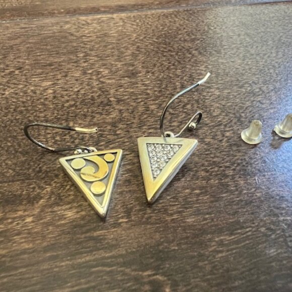 Brighton “Contempo Ice” Reversible Triangle Earrings – Silver + Crystal - Picture 7 of 11